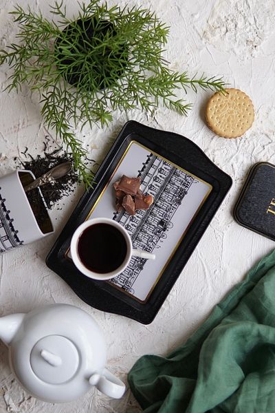 EVLE Ee170-t9 City Patterned Rectangular Tray 16x25 Cm