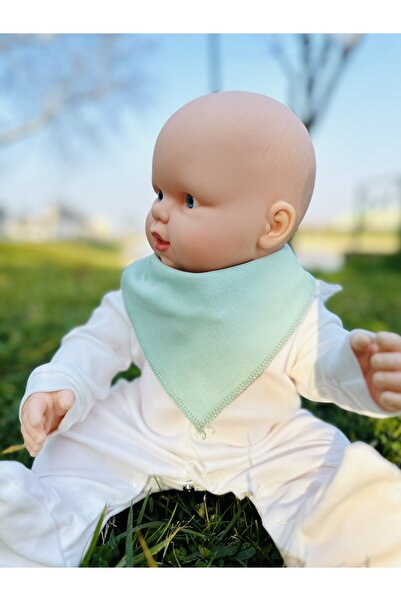 kubbe مريلة ووشاح من القطن العضوي بطبقة مزدوجة من القماش المحبوك بالنعناع 100% مريلة ووشاح مع مشابك تثبيت