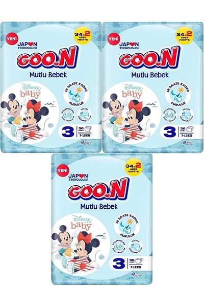 Goo.n Goon Happy Baby Diaper Size:3 (7-12kg) Midi 108 Pieces Jumbo Fırsat Pk