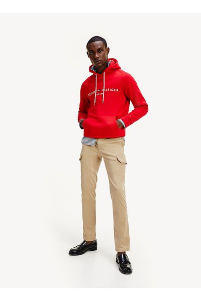 Tommy Hilfiger Men's Red Hooded Collar Sweatshirt - Mw0mw11599