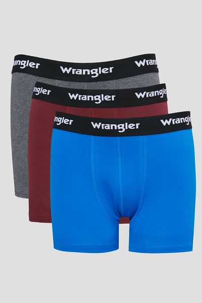 WRANGLER Jackhammer Regular Fit - Blue, Claret Red, Gray Melange 3-Piece Boxer Pack