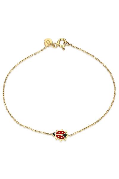 Quyumcu 14 Ayar Altın Uğur Böceği Figürlü Bileklik