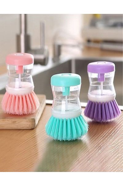 TİNEKE Dish Brush with Liquid Detergent Tank and Tank Kitchen Bathroom Sink Washing Brush 1 Piece