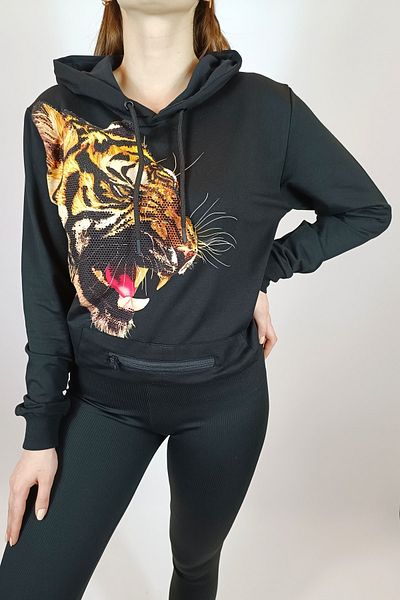 Ayya Women Hooded Sweatshirt with Tiger Stone Accessories