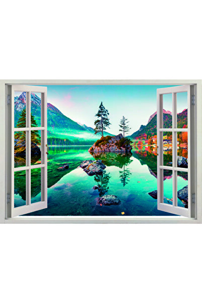 HDART Açılır Çerçeve Görünümlü Göl Manzara Kanvas Tablo