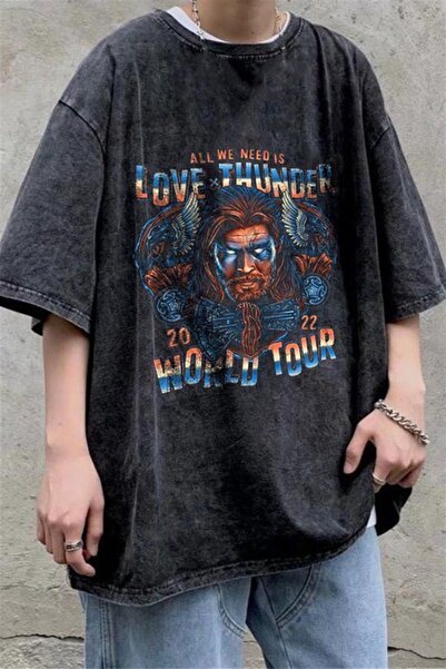 Touz Tricou unisex My Vision Washed Thor Love Thunder în stil vintage