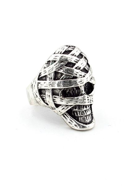 Solfera Mummy Skull Gothic Brass Adjustable Men's Ring Rg023