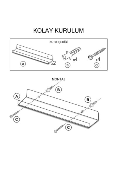 Queen Bee İstanbul Modern Çok Amaçlı 2'li Pleksi Hayalet Raf Seti- 40cm Genişlik 10cm Derinlik