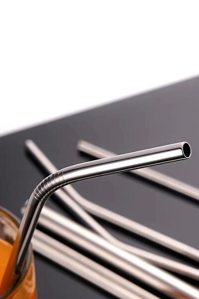 Genel Markalar 5 Adet Çelik Pipet Paslanmaz Çelik Metal Meşrubat Pipeti Seti 5 Parça