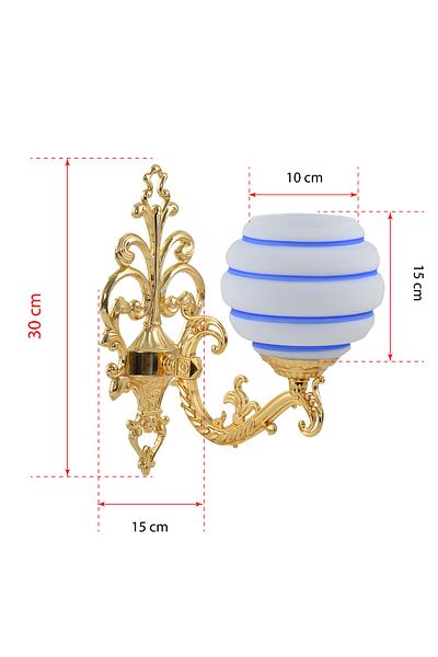 DEDE Zamak Wall Lamp Gold Blue Stripes White Glass