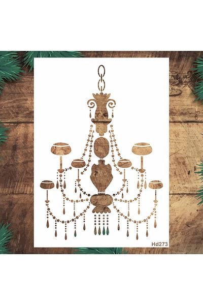 STENCİLTASARIM Stencil Design Hd273 Chandelier - Decorative Wall, Item, Tile, Fabric Painting Templates