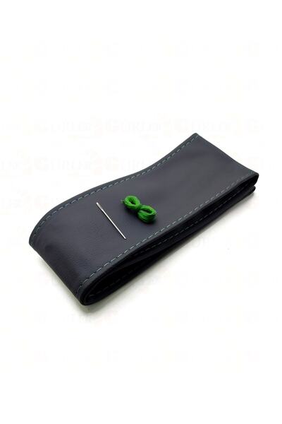 Asegaraj 10 Adet Universal Deri Dikmeli Direksiyon Kılıfı Soft Siyah Deri-yeşil Ipli (38×10cm)