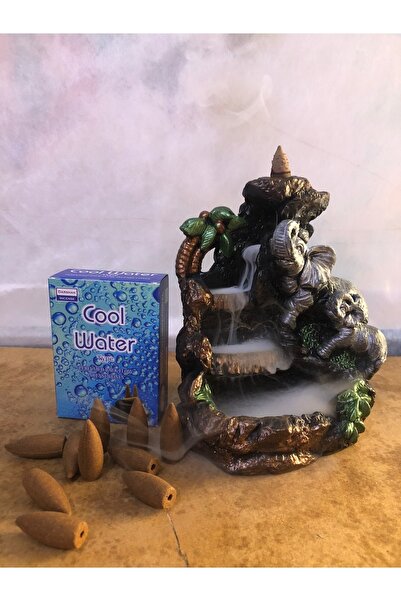 Hilalnur Hediyelik Fil Figürlü Şelale Geri Akış Tütsülük / 10 Adet ( Cool Wat...