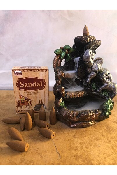 Hilalnur Hediyelik Fil Figürlü Şelale Geri Akış Tütsülük / 10 Adet ( Sandal K...