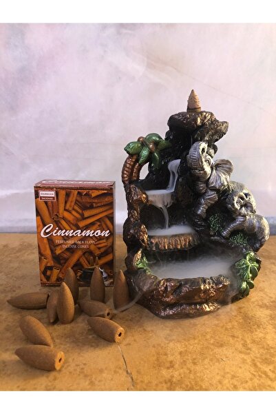 Hilalnur Hediyelik Fil Figürlü Şelale Geri Akış Tütsülük / 10 Adet ( Tarçın )...