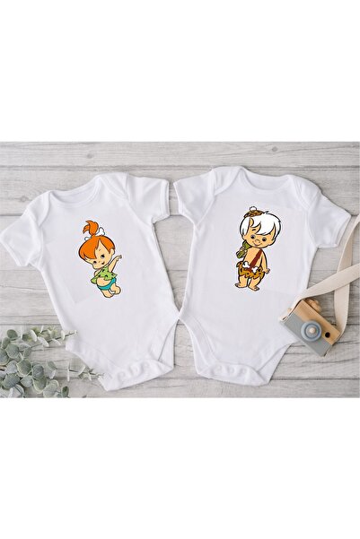 venüsdijital بدلة أطفال توين بيبي فلينتستون زيبين (عبوة من قطعتين)