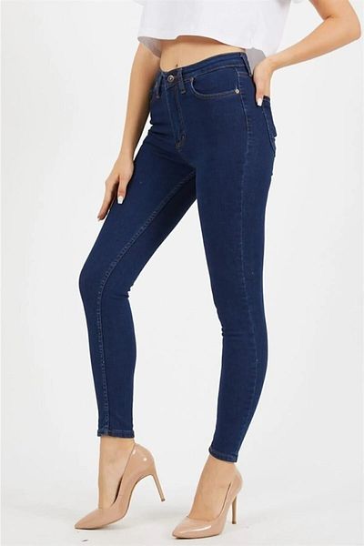 Trn JNS Pantaloni de damă Sandra, albastru închis, extra comozi, skinny, skinny
