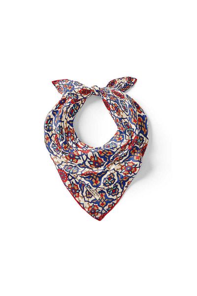 Bursa İpek Saks Gold Tile Spiral Pattern Silk Handkerchief