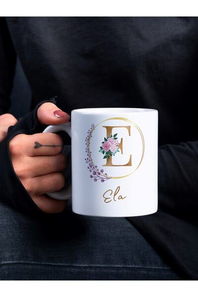 Eylül Design Ela Written Mug Cup Printed Name Mug Cup Coffee Cup Birthday Gift Kupa-e Series
