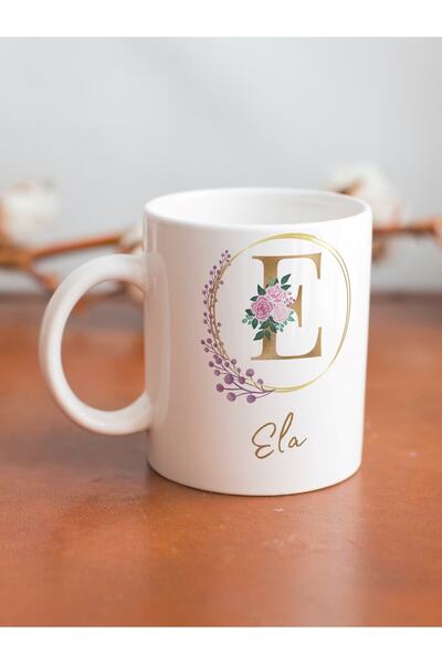 Eylül Design Ela Written Mug Cup Printed Name Mug Cup Coffee Cup Birthday Gift Kupa-e Series