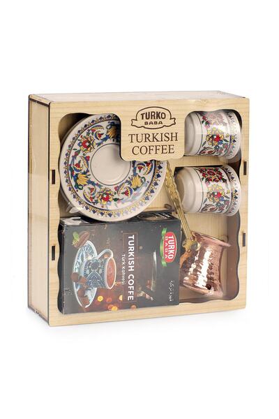 BAZAAR 4 Hediyelik Türk Kahvesi Seti Seramik - Turkish Coffee