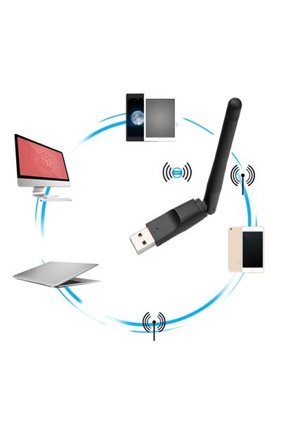 Derwell Yeni 2023 Pc Ve Uydu Alıcıları 150 Mbps 7601 Chipsetli Usb Wifi Anten Wireless Adaptör 5dbi