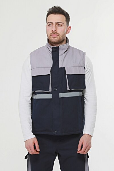 Uniprom Work Vest Lined Winter 7-7 Fabric 5 Pockets Navy Blue Men