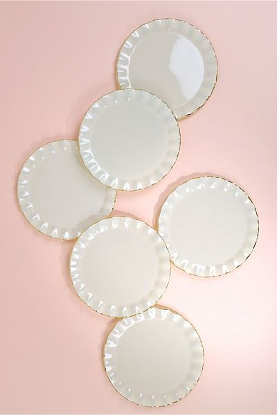 Glore Solid Cream Wavy Cake Set for 6 Persons 21cm