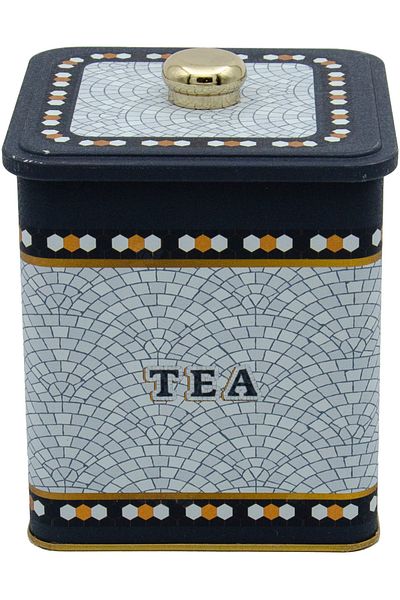 EVLE Er023-5d Mosaic Tea Patterned Square Metal Storage Container 12x12 Cm
