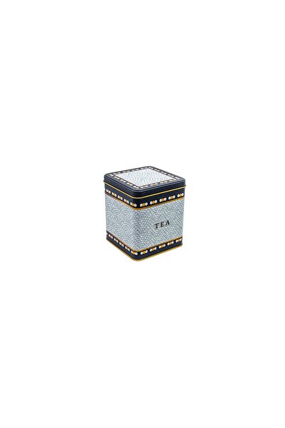 EVLE Er024-5d Mosaic Tea Patterned Square Metal Storage Container 12x12 Cm