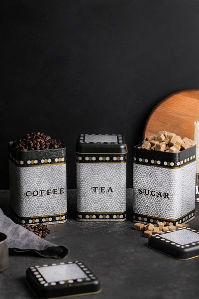 EVLE Erb09u1 Square Storage Container 105x105x160 Set of 3, Mosaic