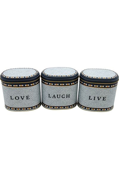 EVLE Erb07u1 Oval Metal Storage Container Set of 3, Mosaic