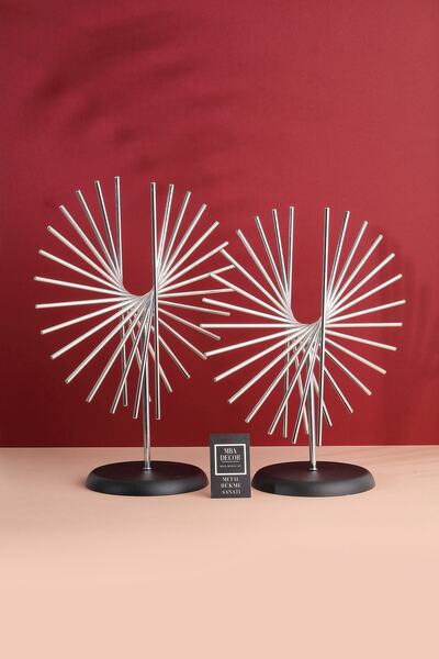 mba decor metal bending art Metal Palmiye 2'li Ikili Gümüş Kaplama Zigon Sehp...