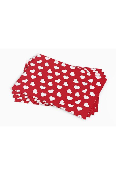 Tataroğlu Dijital Kumaş Valentine's Day Collection-Red Heart Design American Service Set of 2
