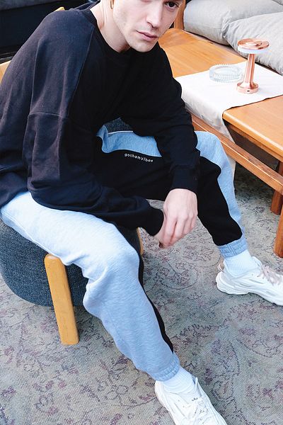 gothamvibes Ανδρικό παντελόνι Relaxed Fit 34 Γκρι-μαύρο αθλητικό παντελόνι