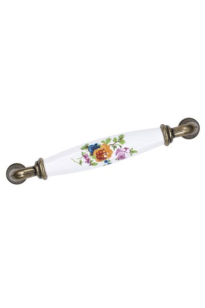 Porcellana Perla Porcelain Handle Cabinet Drawer Furniture Kitchen Children's Handle Ruby 16 Cm - Antique Yellow - White - stk5090