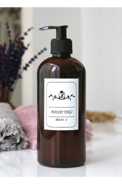 Dem Home Amber Cam Görünümlü Plastik Masaj Yağı Şişesi Pompa Kapaklı 500 Ml(B...