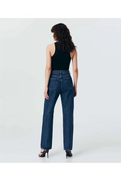 Trn JNS Cesy Lycra Blugi de damă, albastru închis, cu talie super înaltă, pantaloni palazzo