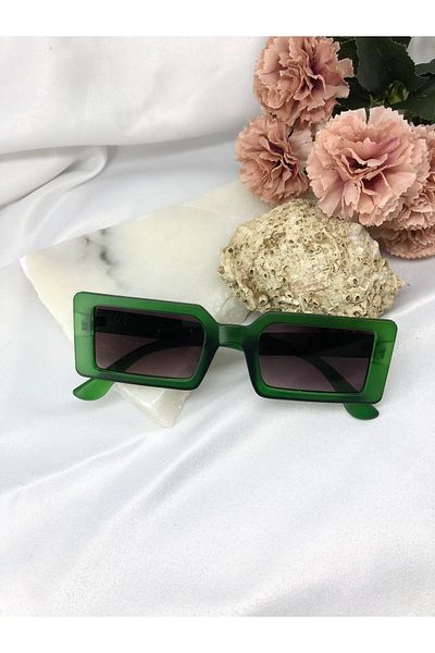 Di Caprio Valve Rectangle Vintage-retro Green Women's Sunglasses