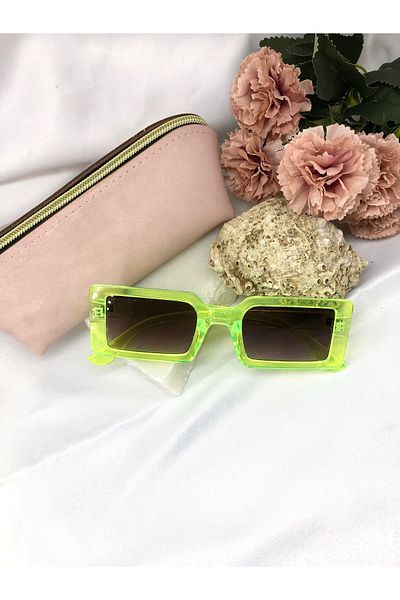 Di Caprio Valve Rectangle Vintage-retro Yellow Women's Sunglasses