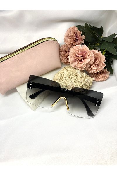 Di Caprio Ganzi Square Rectangle Retro Gold Gray Black Women's Sunglasses