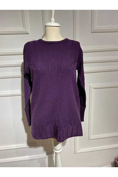 FATELLA Mother Women's Winter Round Collar Single Color Comfortable Fit Knitwear Sweater