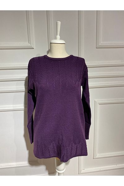 FATELLA Mother Women's Winter Round Collar Single Color Comfortable Fit Knitwear Sweater
