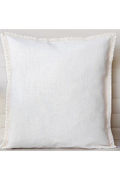 Fabric by Gülçin Koton Cotton - Μαξιλαροθήκη με δαντέλα με απλή κρέμα