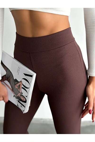 manolyabutik Plus Size Women's Ribbed Spanish Leg Tights