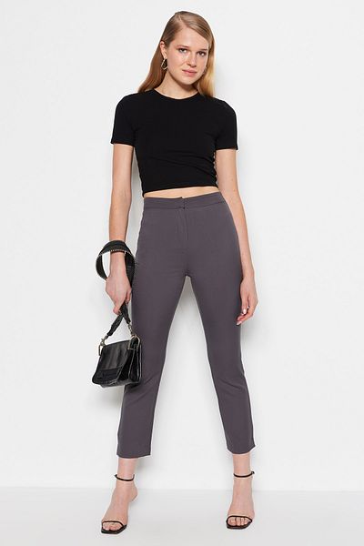 Trendyol Collection Anthracite Cigarette Woven Trousers TWOSS23PL00096