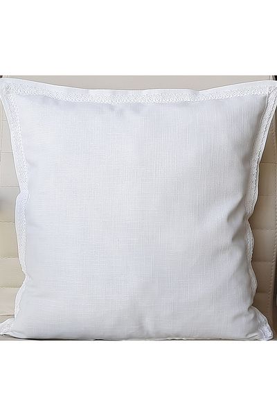 Fabric by Gülçin Βαμβακερή Κάλυμμα Μαξιλαριού Λευκό Χρώμα Λευκό Δαντέλα