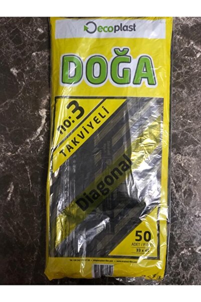 ECOPLAST Takviyeli Poşet No: 3 (33x45) Siyah Çizgili 50 Adet