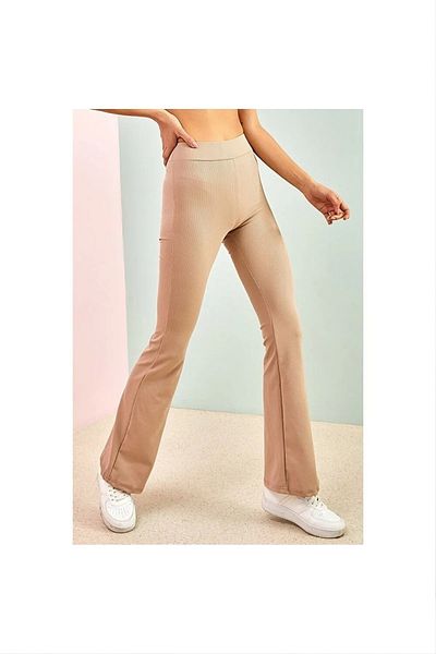 manolyabutik Plus Size Women's Ribbed Spanish Leg Tights
