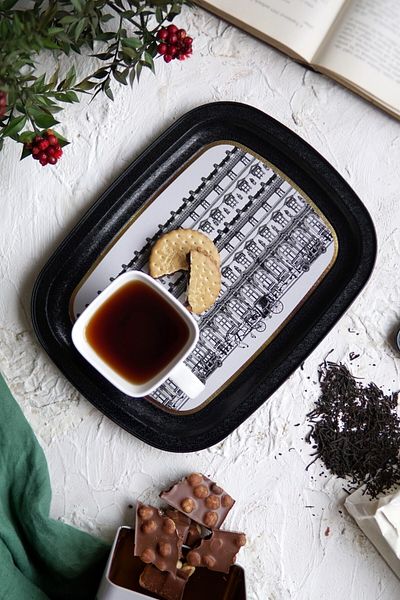 EVLE Ee171-t9 City Patterned Oval Tray 24x31 Cm